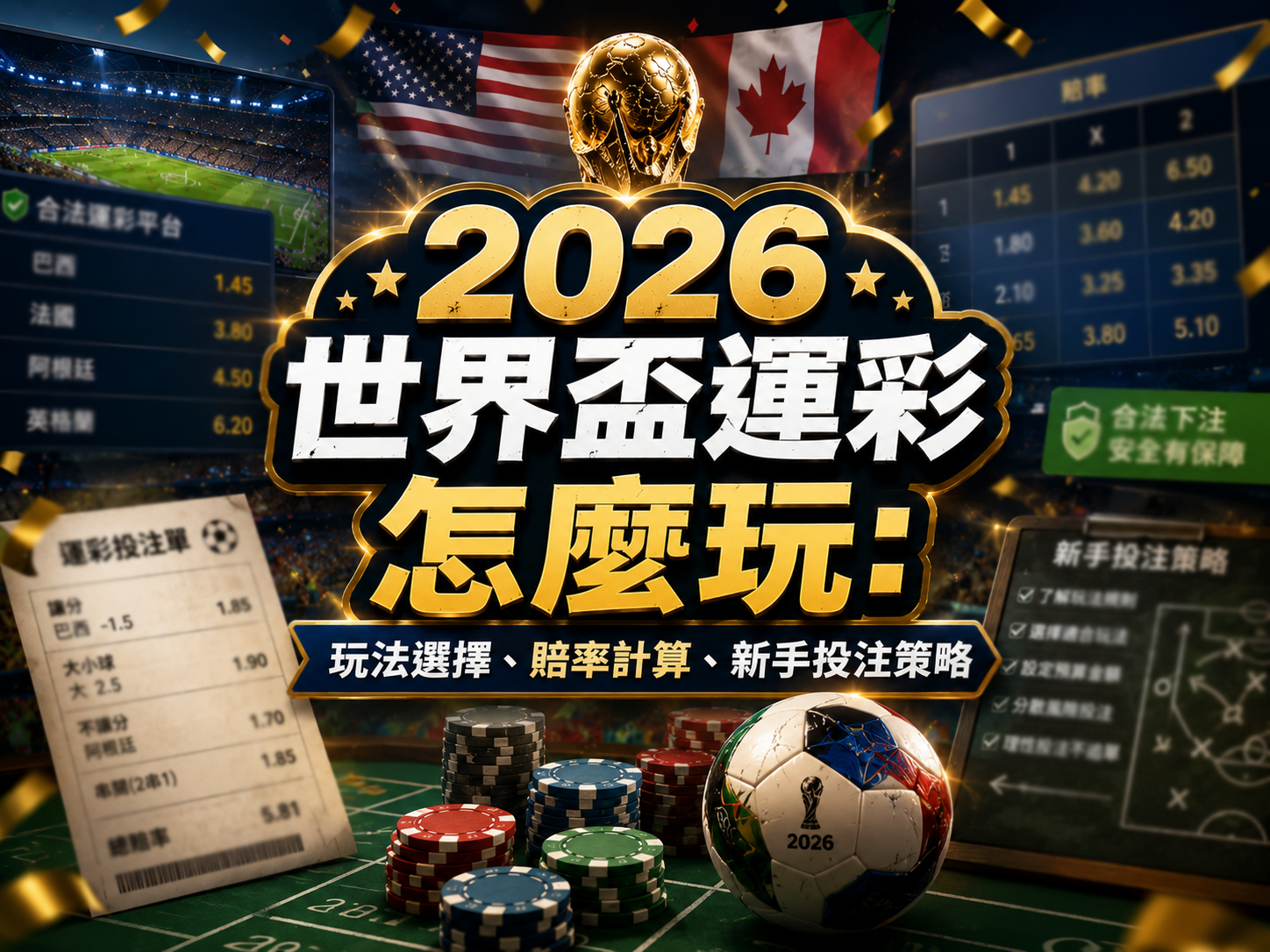 2026世界盃運彩怎麼玩:玩法選擇、賠率計算、新手投注策略